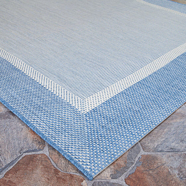 Couristan Recife Stria Texture 5526/1212 Champagne / Blue Rugs.