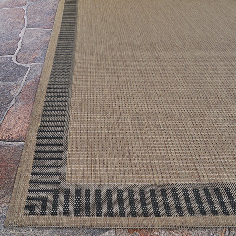 Couristan Recife Wicker Stitch 1681/2500 Cocoa/Black Rug.