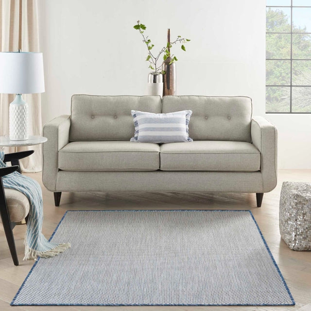 Nourison Courtyard COU01 Machine Made Ivory, Blue Rug