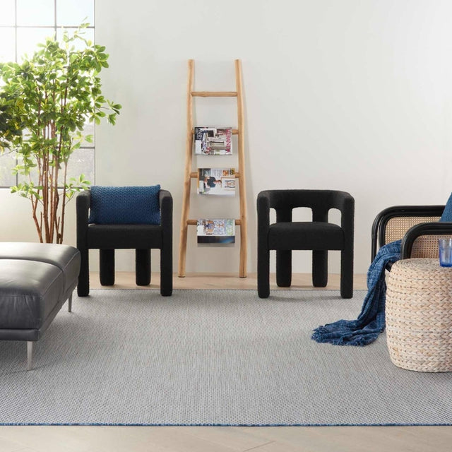 Nourison Courtyard COU01 Machine Made Ivory, Blue Rug