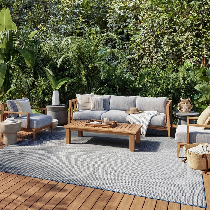 Nourison Courtyard COU01 Machine Made Ivory, Blue Rug