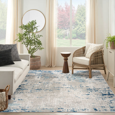 Nourison Quarry Qua01 Ivory Grey Blue Area Rug