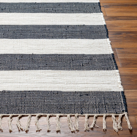 Surya Cotone Cte-2301 White, Navy Rug.