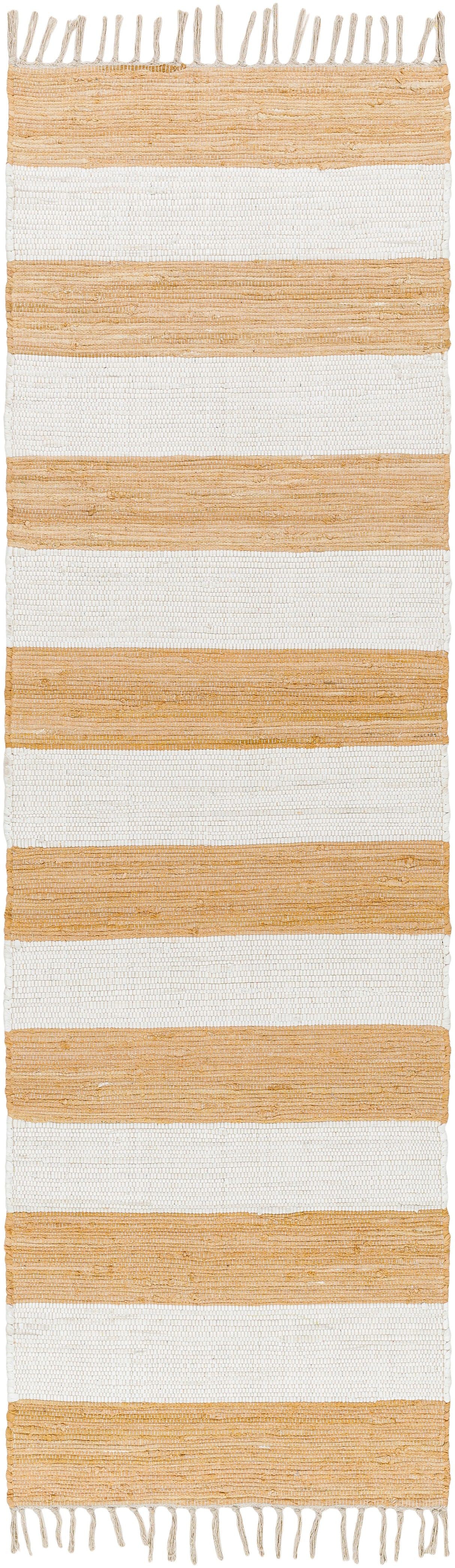 Surya Cotone Cte-2302 White, Camel Rug.