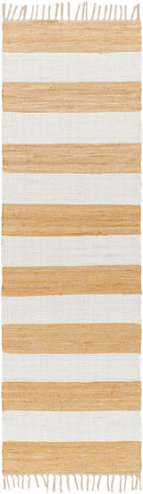 Surya Cotone Cte-2302 White, Camel Rug.