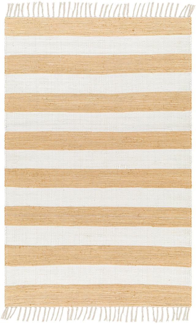 Surya Cotone Cte-2302 White, Camel Rug.