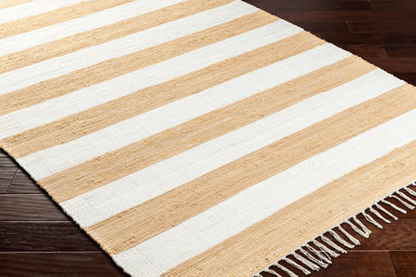 Surya Cotone Cte-2302 White, Camel Rug.