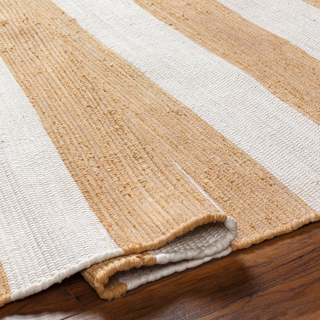 Surya Cotone Cte-2302 White, Camel Rug.