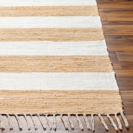 Surya Cotone Cte-2302 White, Camel Rug.