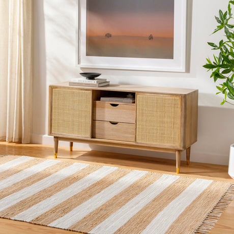 Surya Cotone Cte-2302 White, Camel Rug.