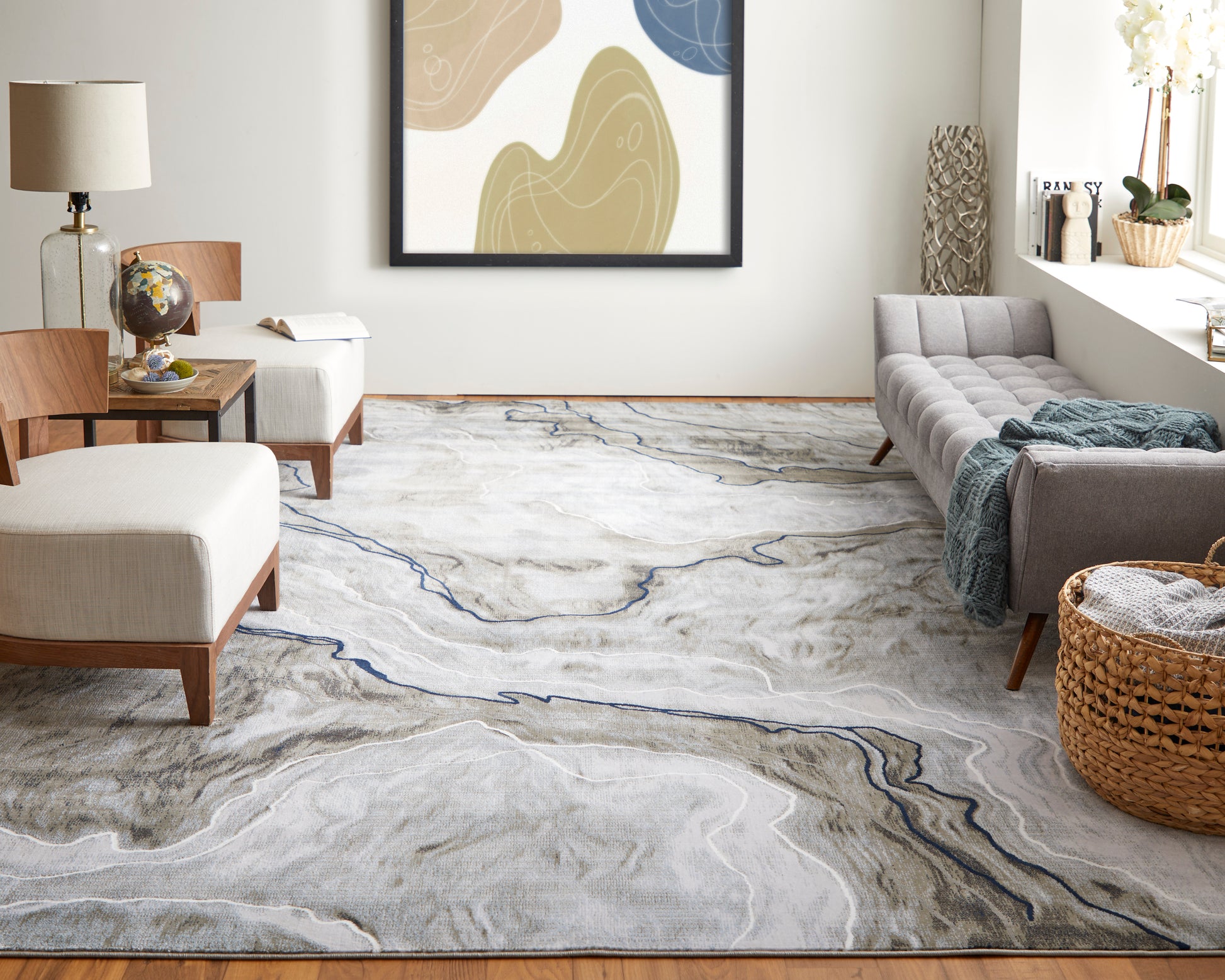 Feizy Gaspar 78739Kuf Taupe/Gray/Blue Area Rug