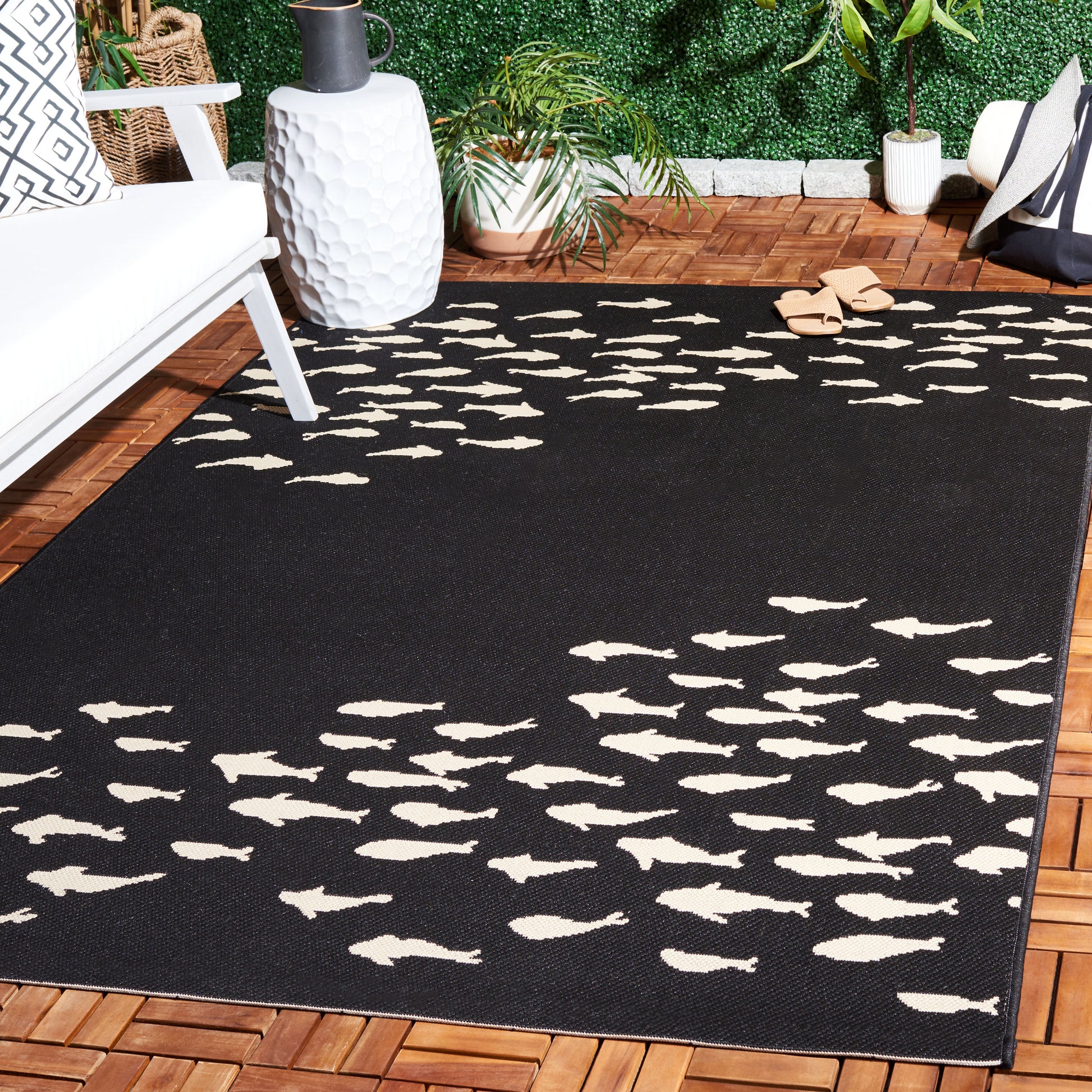 Safavieh Courtyard Cy6077-25621 Black/Beige Area Rug