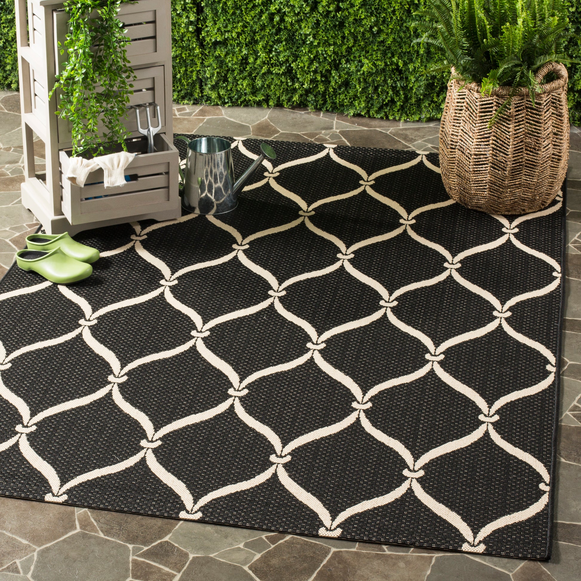 Safavieh Courtyard Cy6654-256 Black/Beige Area Rug