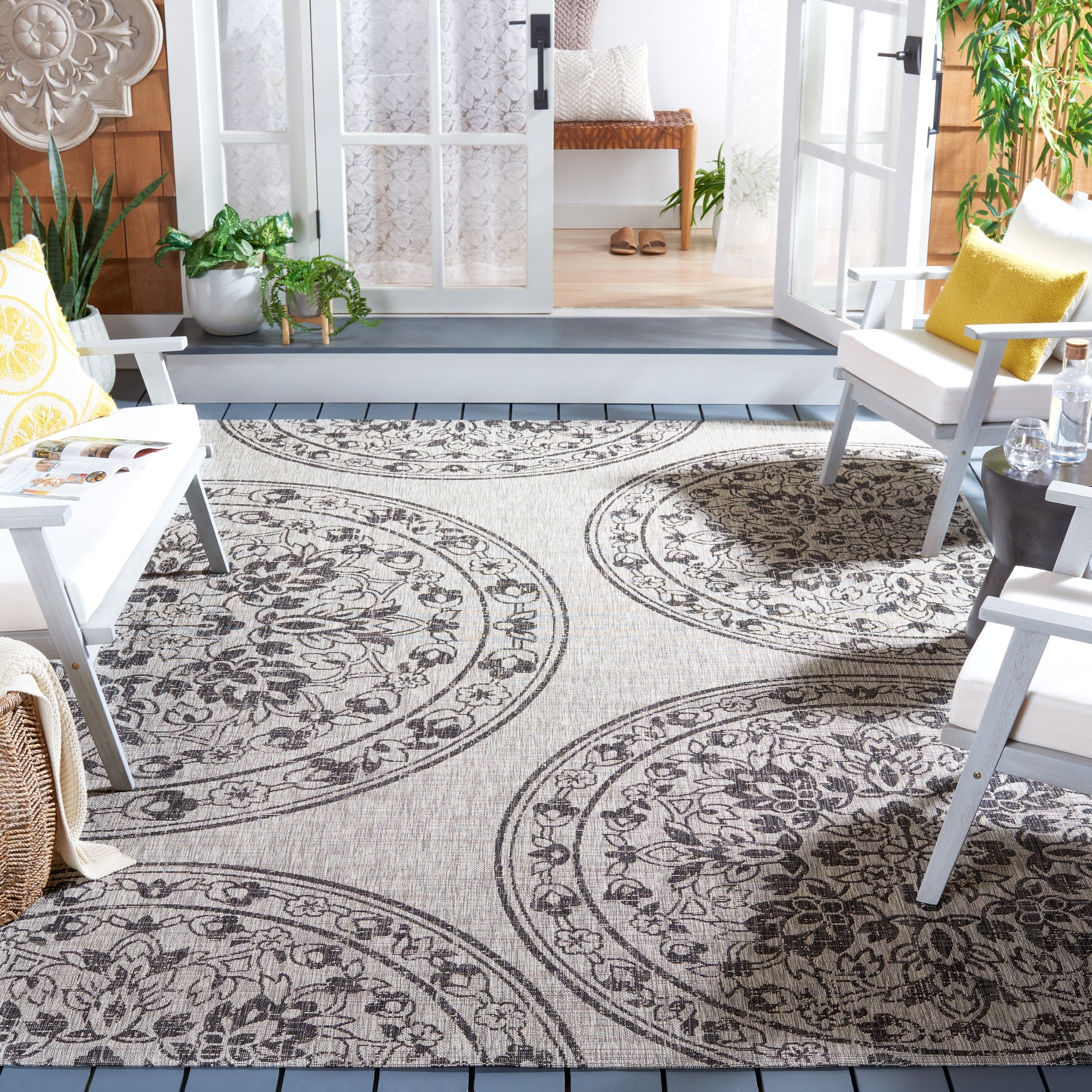 Safavieh Courtyard Cy8965-37612 Grey/Black Area Rug