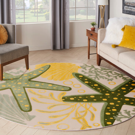 Nourison Aloha Alh24 Green Yellow Area Rug