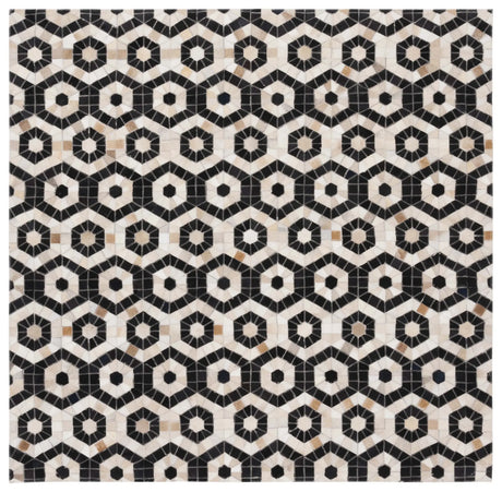Safavieh Studio Leather 6'-0" x 6'-0" Rug in Black / Beige