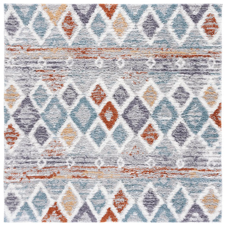 Safavieh Berber Shag 7'-0" x 7'-0" Rug in Blue Rust / Ivory