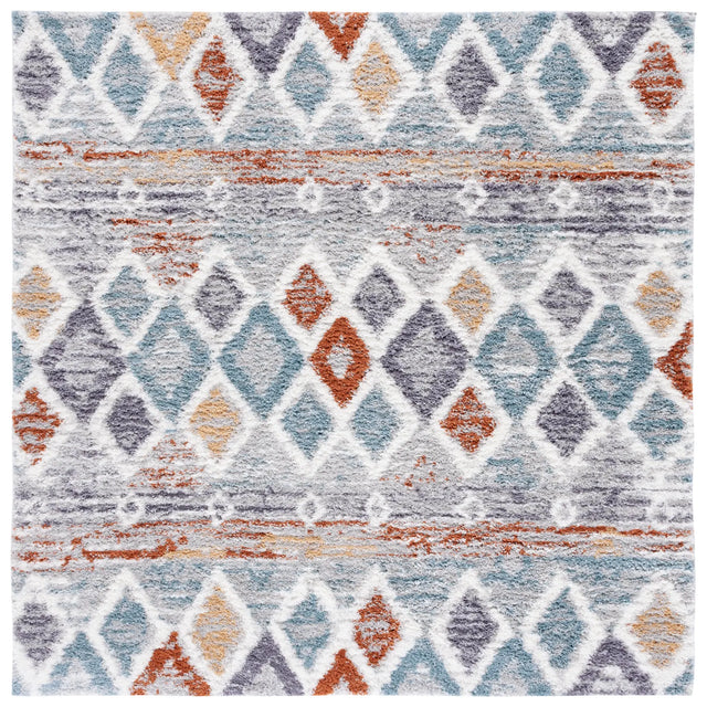 Safavieh Berber Shag 7'-0" x 7'-0" Rug in Blue Rust / Ivory