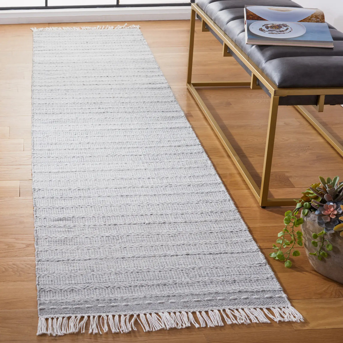 Safavieh Striped Kilim 2'-3" x 9'-0" Rug in Grey / Ivory