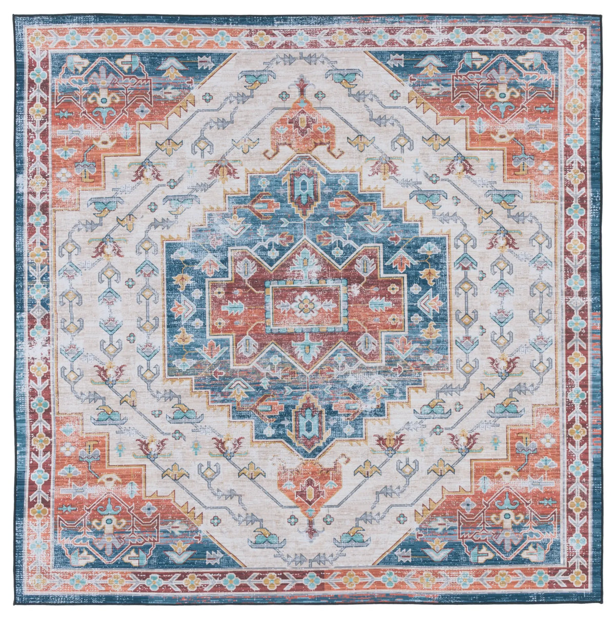Safavieh Tucson 6'-0" x 6'-0" Rug in Blue / Rust