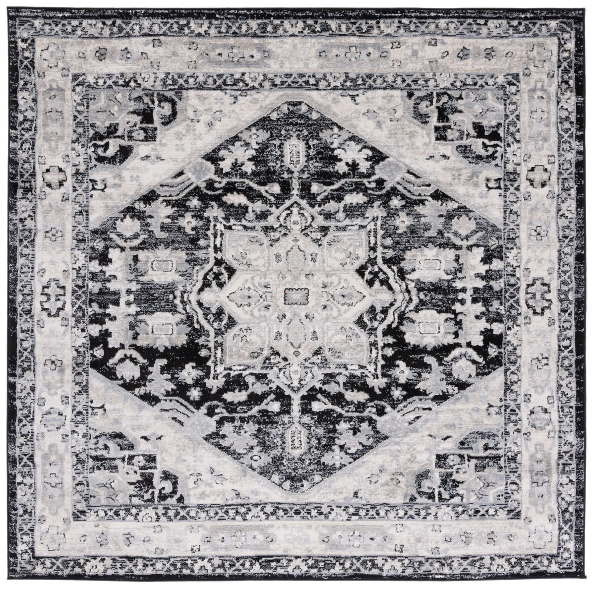 Safavieh Brentwood 6'-7" x 6'-7" Rug in Black / Ivory