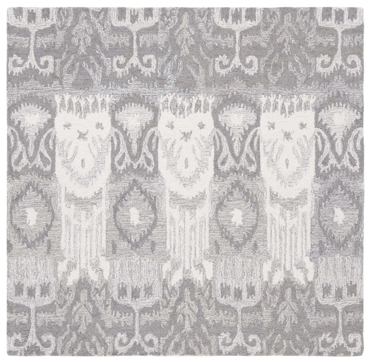 Safavieh Ikat 6'-0" x 6'-0" Rug in Grey / Ivory
