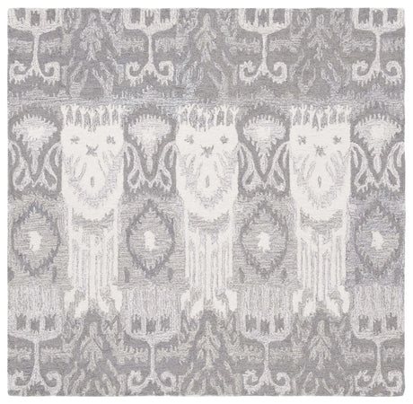Safavieh Ikat 6'-0" x 6'-0" Rug in Grey / Ivory