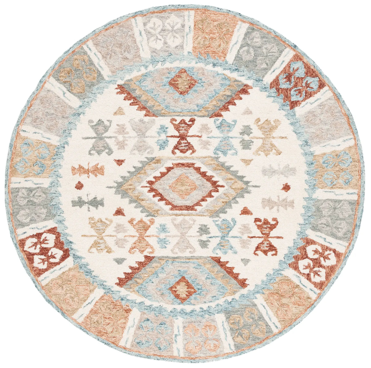 Safavieh Micro-Loop 6'-0" x 6'-0" Rug in Ivory / Blue