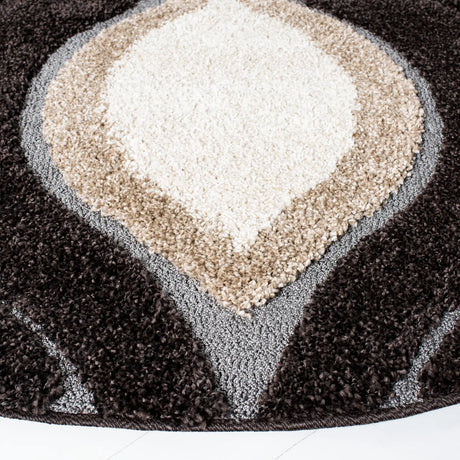 Safavieh Florida Shag 6'-7" x 6'-7" Rug in Dark Brown / Ivory