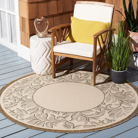 Safavieh Courtyard 5'-3" x 5'-3" Rug in Natural / Brown