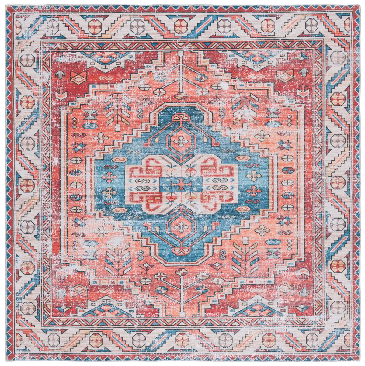 Safavieh Arizona 6'-0" x 6'-0" Rug in Red / Blue