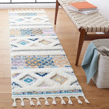 Safavieh Moroccan Fringe Shag 2'-2" x 8'-0" Rug in Ivory / Navy