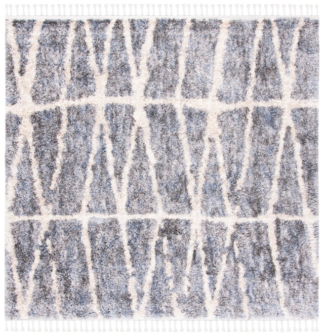 Safavieh Berber Fringe Shag 6'-7" x 6'-7" Rug in Grey / Cream