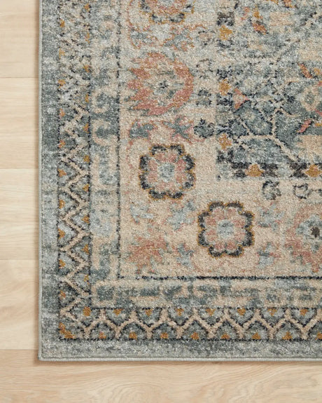 Loloi Jocelyn Joc-04 Sky/Multi Rugs - corner on wood