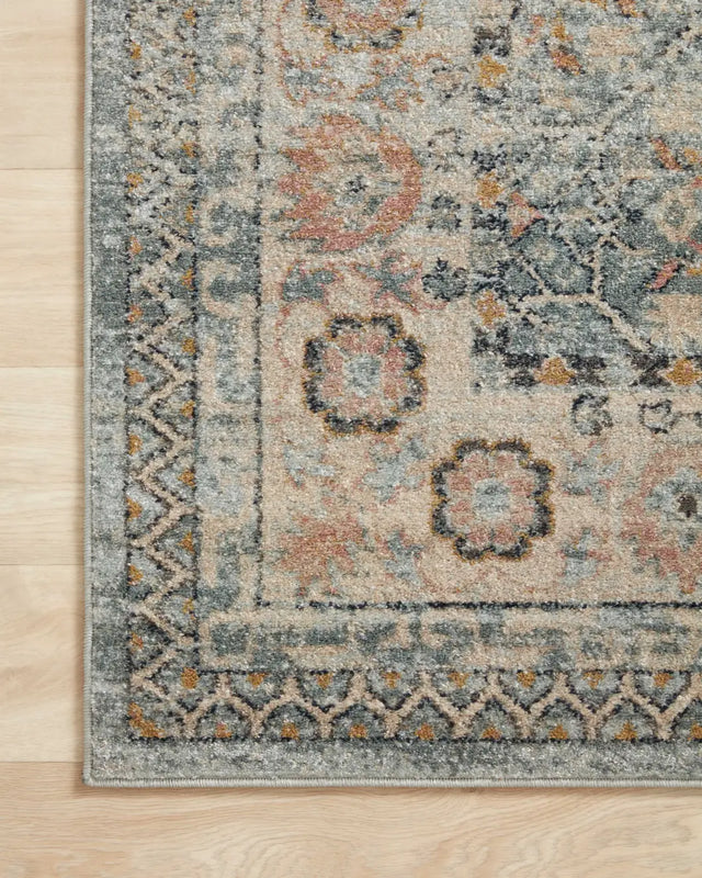 Loloi Jocelyn Joc-04 Sky/Multi Rugs - corner on wood