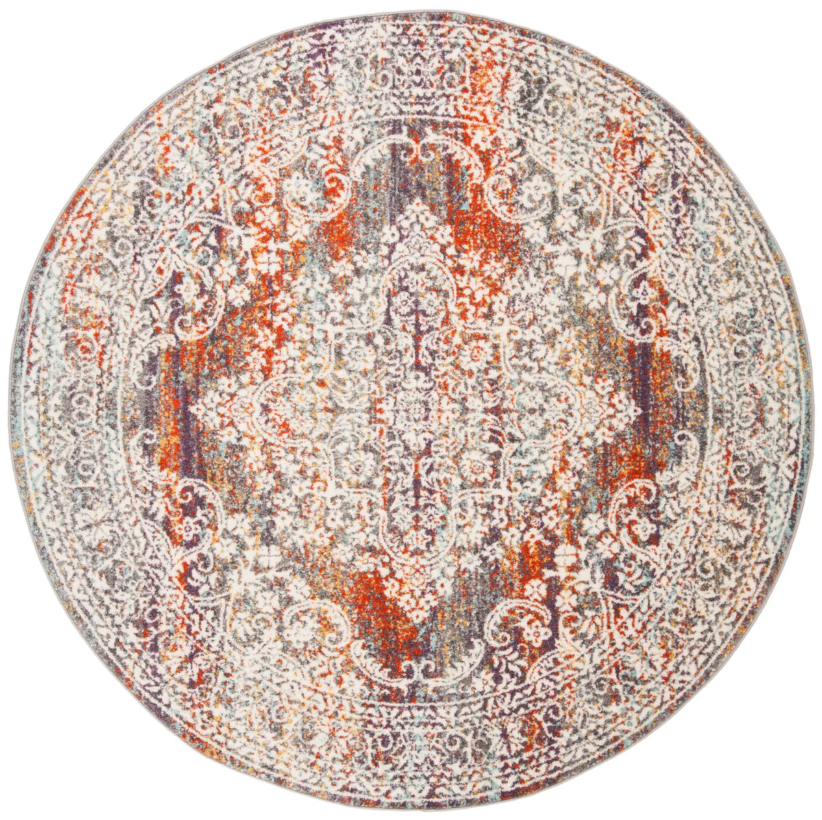 Safavieh Madison 900 6'-7" x 6'-7" Rug in Light Grey / Rust