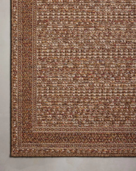 Loloi Merrick Mer-08 Natural/Fiesta Rug - corner on wood
