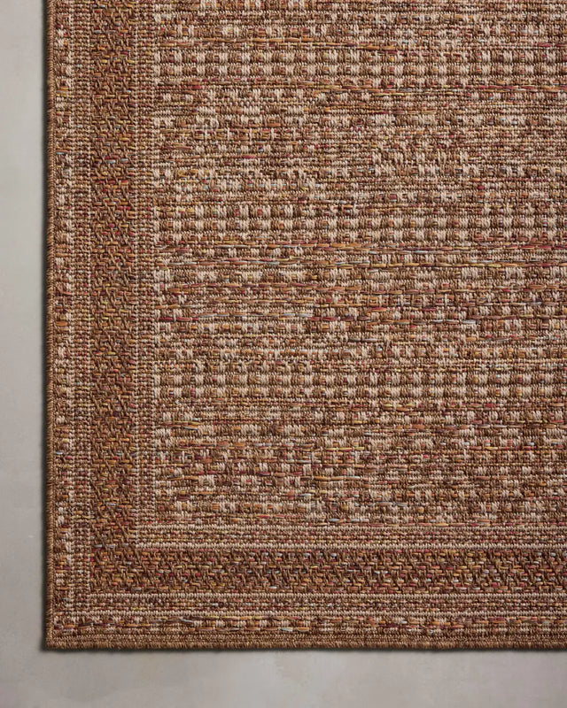 Loloi Merrick Mer-08 Natural/Fiesta Rug - corner on wood