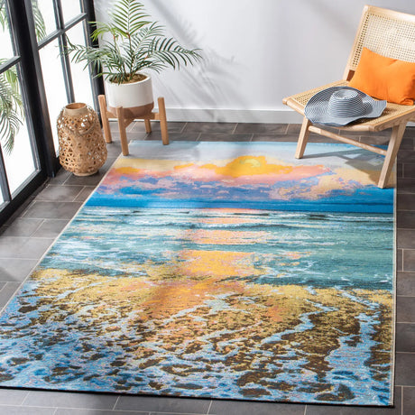 Safavieh Barbados 500 4'-0" x 6'-0" Rug in Gold / Blue