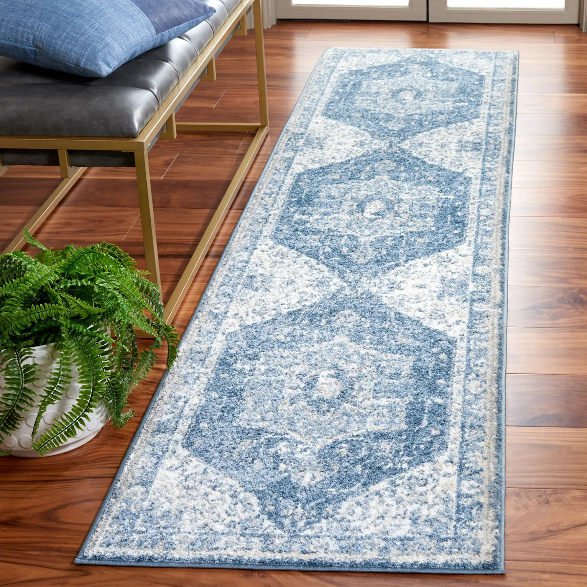 Safavieh Layla 2'-2" x 9'-0" Rug in Ivory Grey / Blue