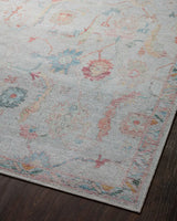 Loloi Elysium Ely-01 Pebble/Multi Rug - angled corner on wood