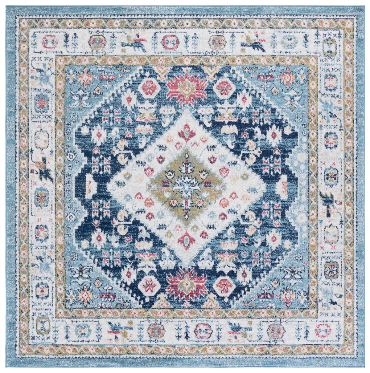 Safavieh Madison 6'-7" x 6'-7" Rug in Light Blue / Ivory