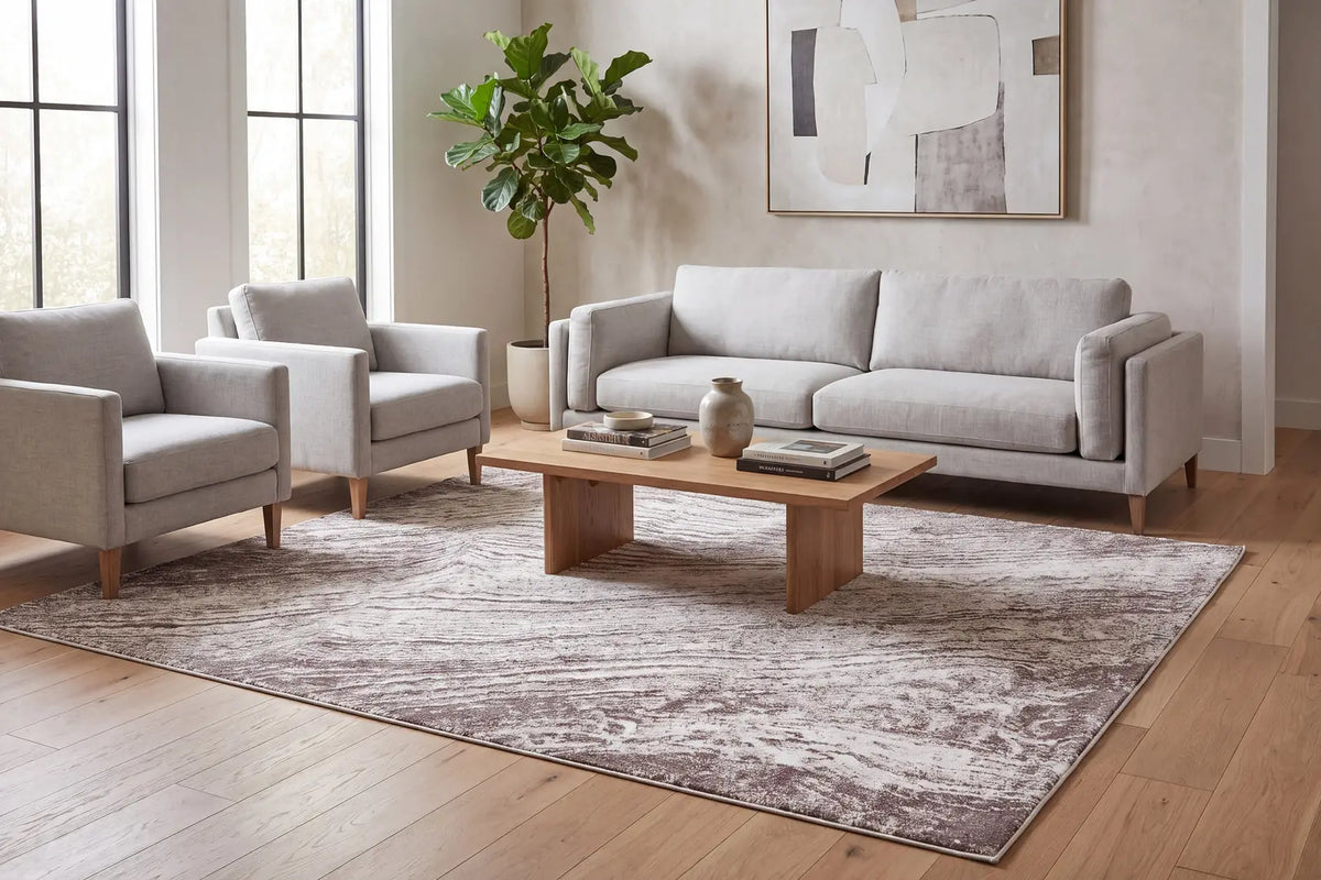 Dynamic Rugs Obsession 9537 Power Loomed Modern Cream/Taupe Rug - Room