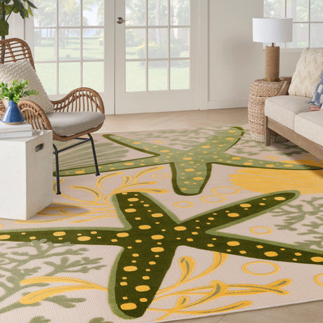 Nourison Aloha Alh24 Green Yellow Area Rug