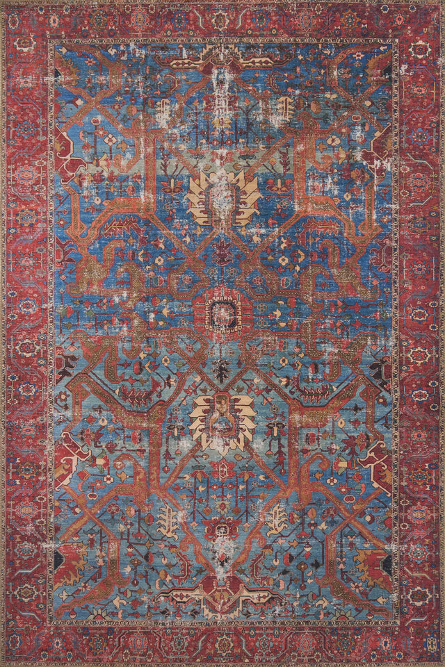 Loloi Loren Lq-10 Blue / Red Rugs - main flat