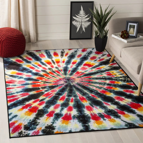 Safavieh Paint Brush 4'-4" x 6'-0" Rug in Black / Coral