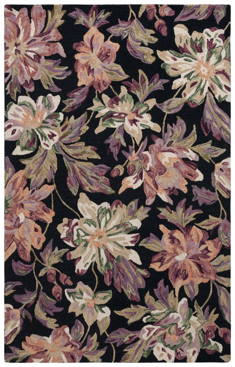 Safavieh Blossom 4'-0" x 6'-0" Rug in Black / Plum