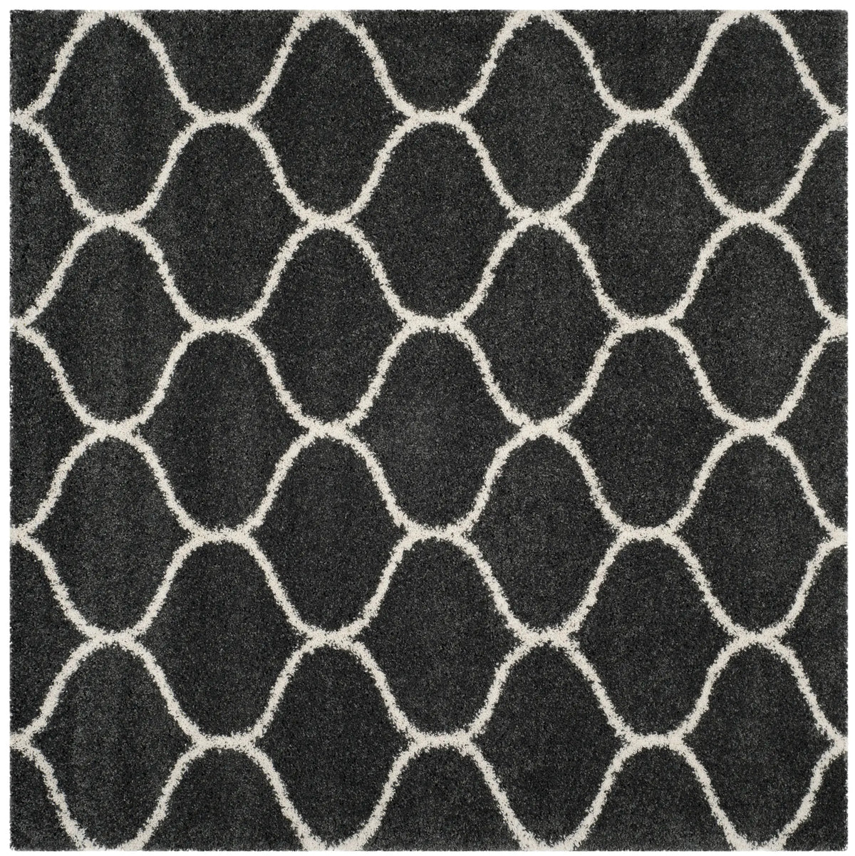 Safavieh Hudson Shag 7'-0" x 7'-0" Rug in Dark Grey / Ivory