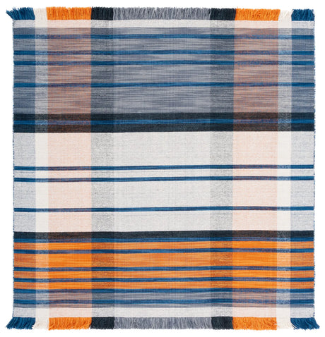 Safavieh Striped Kilim 6'-0" x 6'-0" Rug in Orange / Blue