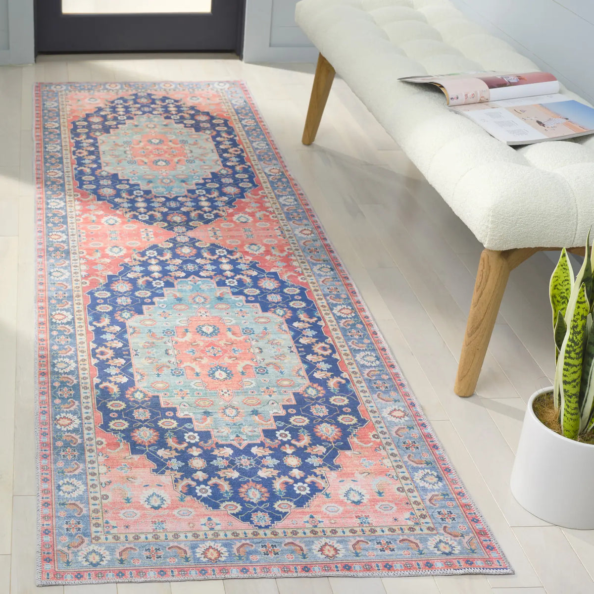Safavieh Arizona 2'-6" x 8'-0" Rug in Blue / Rust